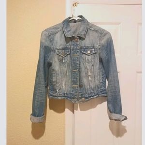 American Eagle Jean Jacket Distressed Denim Blue - Women's Size XS